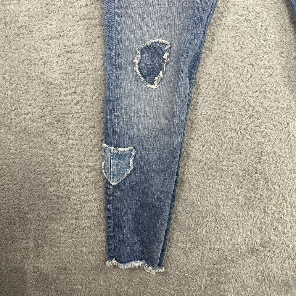 7 For All Mankind Skinny Ankle Jeans Size 26 Patches‎ Frayed Hem Medium Wash - Picture 12 of 16